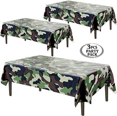 Talha de mesa de plástico do Exército de Anapoliz | Pacote de 3 pcs | Tampa da mesa de camuflagem retangular | Decorações de