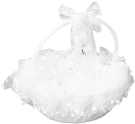 Cesto de menina de flor, elegante cesta de flores de renda para casamento, portátil Durável Lace Branca de Flora de