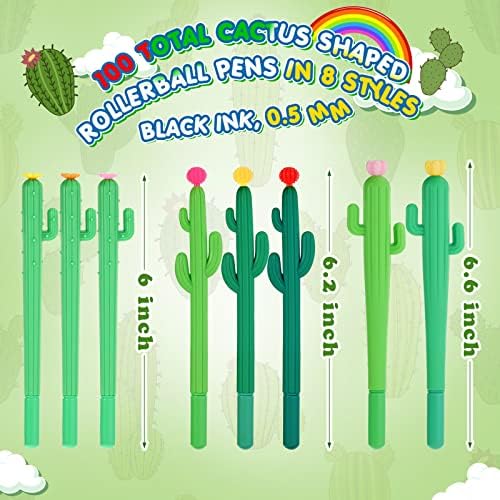 100 peças cactus canetas cactos em forma de caneta cactus canetas canetas escriv para canetas de canetas de tinta de gel preto para canetas com canetas de escrita de flores para estudantes de escritório em casa
