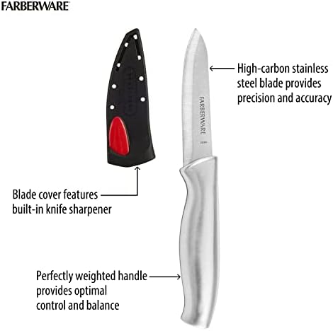 Farberware Edgekeeper Auto-Sharpening Paring Knife, 3,5 polegadas, inoxidável