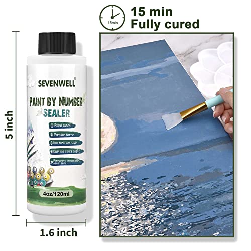 Seleer de Setewell Paint by Numbers, finalizador acrílico com pincel de alto brilho resistente a água à prova d'água （Total 8 oz)
