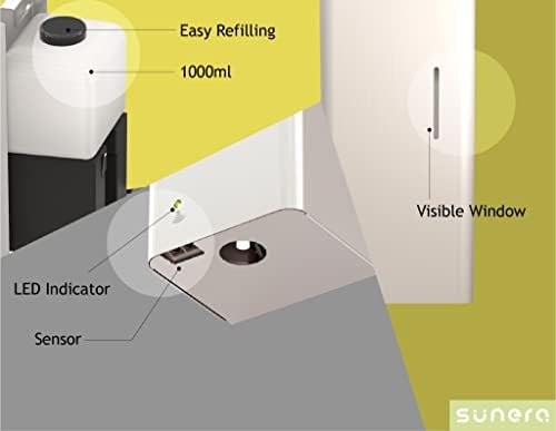 Dispensador de desinfetante automático de luxo Sunera, 75% de dispensador sem toque de spray de álcool, reabastecimento