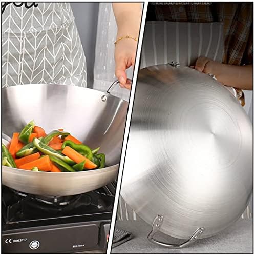 CXDTBH 1PCS Durável panela de cozinha durável Aço inoxidável Frigideira wok frigideira para uso doméstico
