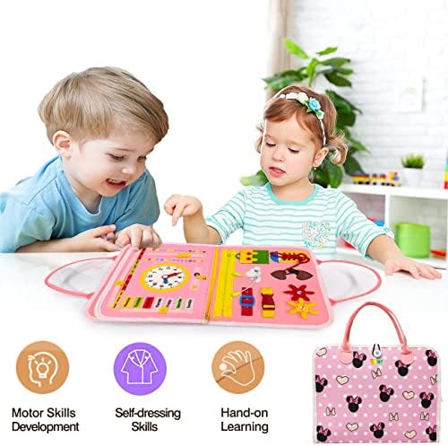 YQTAT Montessori Toys para 1 2 menina de 3 anos, Busy Board for Conedler Fine Motor Habilidades e viagens, Pré -escolar