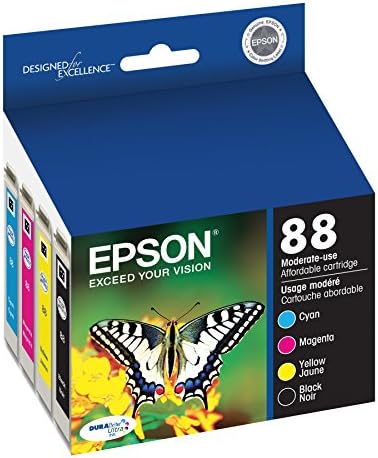 Epson T088 Durabrite Ultra Ink Capacidade Pacote de combinação de cartucho preto e colorido para impressoras selecionadas