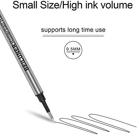 Recarias substituíveis de 0,5 mm compatíveis para o conjunto de canetas de esfera de madeira de luxo beilunhador, tinta preta,