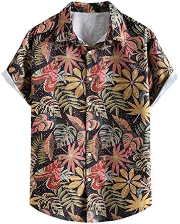 Blusa havaiana para homens impressão floral de verão A aloha camisetas tops de botão casual para baixo das camisas da praia de lapela