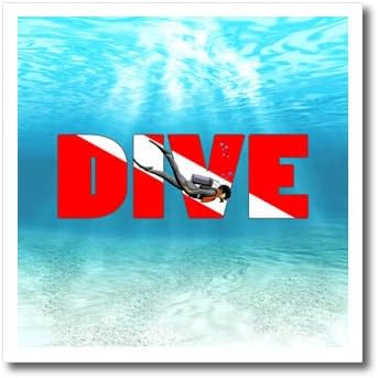 3drose subaquático Men Scuba Diver Design com bandeira de mergulho. - Ferro em transferências de calor