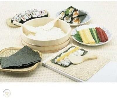 JapanBargain 1576, sushi fabricando kit arroz de tigela de tigela de tigela japonesa hangiri bambu sushi rolling roller