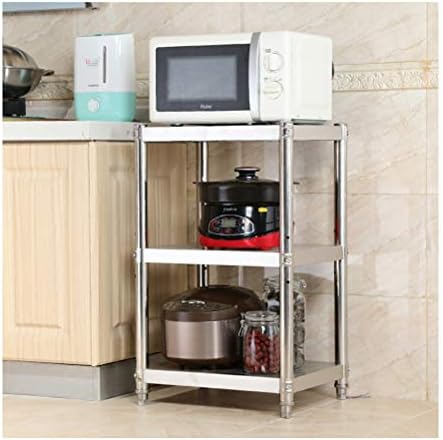 MM 3 unidade de armazenamento de camadas, prateleiras estáveis ​​de aço inoxidável, carregável 240 kg, prateleira de microondas, trabalha em qualquer lugar de prateleira de cozinha