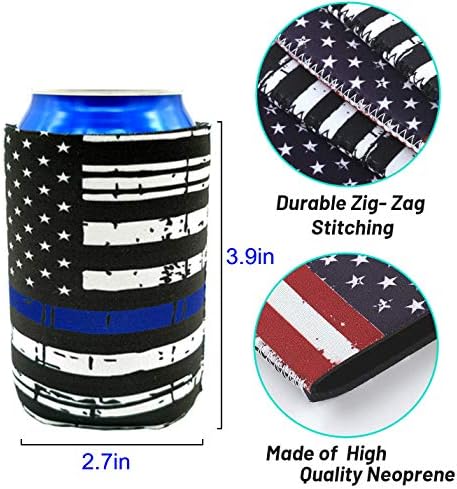 Medoore 12 peças bandeira americana lata mangas mais frias, neoprene coolies para latas e garrafas, mangas mais frias