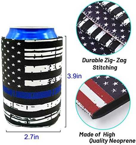 Medoore 12 peças bandeira americana lata mangas mais frias, neoprene coolies para latas e garrafas, mangas mais frias de bebidas dobráveis, suprimentos perfeitos para festas para isolamento, churrasco, 4 de julho, presentes, eventos, eventos