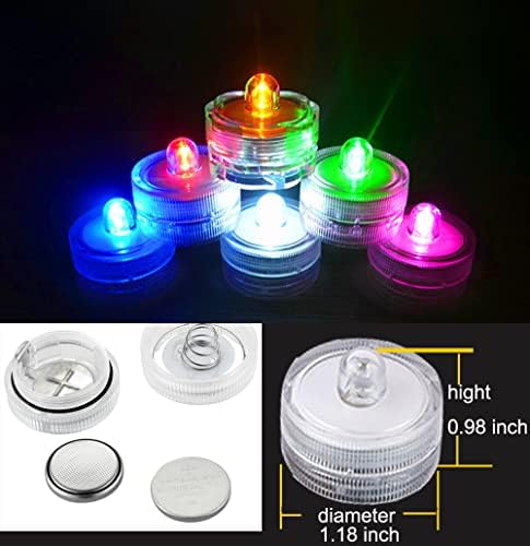 Luzes de chá LED submersíveis de 12 pacotes, mudança de cor, RGB sem água de renda de luz de variação multicolor RGB