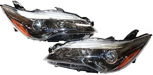 LOILHEARTDY 2015 2017 Toyota Camry Headlight - Faróis para 2015-2017 Substituição de farol Toyotacamry à esquerda e direita - Lente clara de alojamento cromado, fundo preto