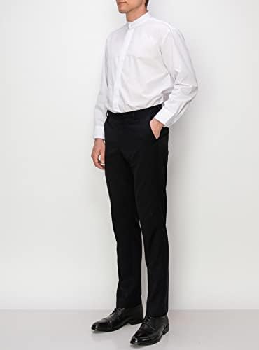 Camisa branca de colarinho em faixas de omegatux masculino, sem pregas