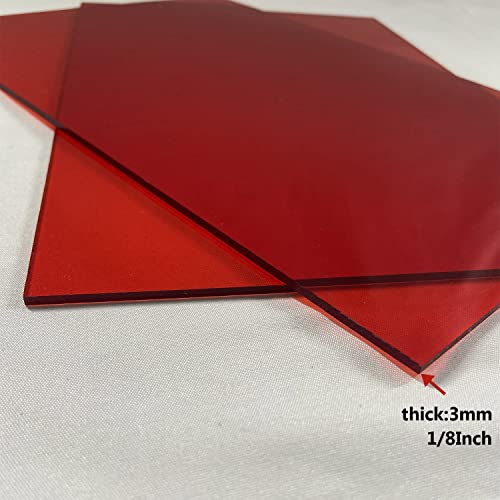 Folha plástica vermelha clara, 8 x 12 x 1/8 2 PCs colorir folha de plástico, folha de acrílico vermelho ABS MATERIAIS