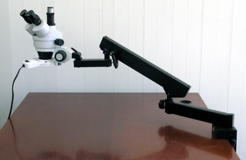 AMSCOPE SM-6TZ-54S-9M Digital Profissional Trinocular Trinocular Microscópio de Zoom, oculares WH10X, ampliação de 3,5x-90x, objetivo do zoom de 0,7x-4,5x, luz LED de 54 bulb, apertar articulação do suporte de braço, 110V-240V, inclui 0.5x e lentes de barlow 2.0x e câmera de 9MP com lente de