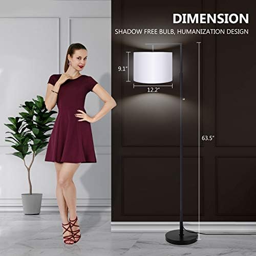 Lâmpada de piso, brilho escasso e temperatura de 4 coloração Modern Standing Shade Led de piso com lâmpada de chão remota