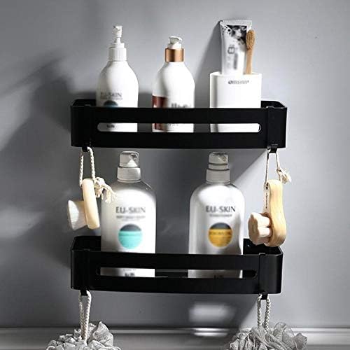 Erddcbb banheiro caixa de cozinha recipiente de montagem na parede Organizador de armazenamento rack light chuveiro cesto de shampoo Soop prateleiras cosméticas prateleira de banheiro preto