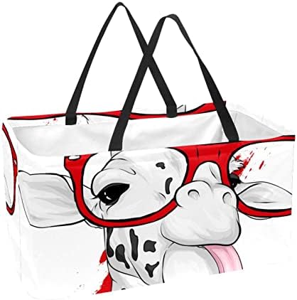 Shopping Reuting Shopping Red Eyed Girafa preta e branca portátil Picnic Grocety Bags Sacos de cesta de lavanderia Bolsa