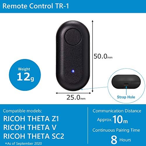 Ricoh Controle remoto TR -1 para teta - Modelos compatíveis: Theta Z1, Theta V, Theta SC2. Ricoh theta stick tm-2 / tm-3 montagem incluída.