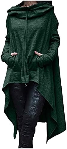 Sinzelimin Mulheres assimétricas Capuz da bainha casual capuz irregular moletom feminino túnica longa Hoodies tops de blusa