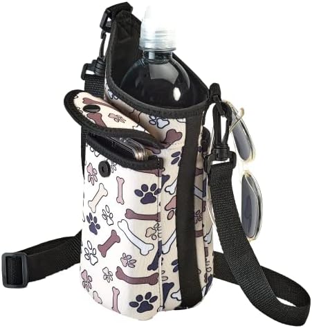 Trip neoprene Solder de garrafa de água e bolsa de transportadora isolante com capa de telefone, bolsos e alça ajustável
