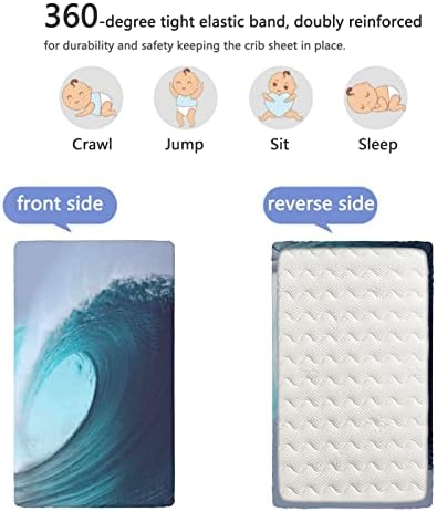 Mini lençóis de berço com temas oceânicos, lençóis portáteis de mini berço de berço macio e elástico - folha de colchão