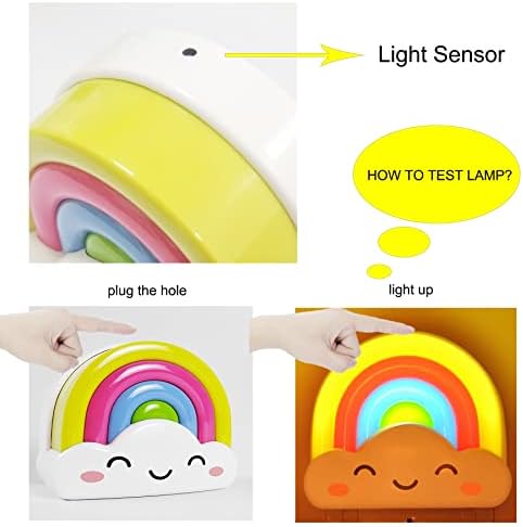 Amezin Rainbow Night Light, 0,5W Plug in Night Light for Kids, Led Dusk to Dawn Sensor Berçário Cute Gift Nightlight para bebês garotas menino menino