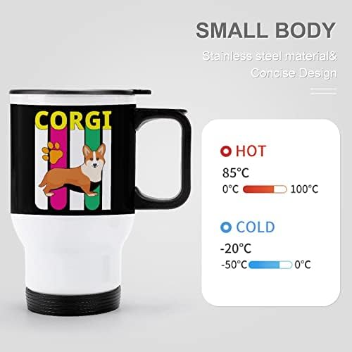 Cute Corgi 14 oz Travel Canela isolada xícara de café em aço inoxidável com maçaneta copo de chá reutilizável