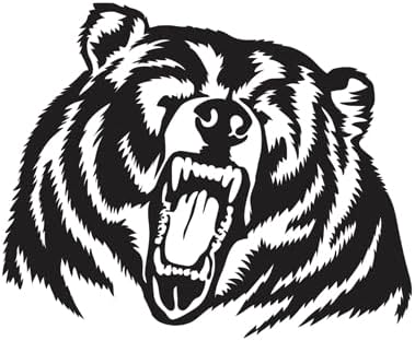 Adesivo de decalque de urso pardo - grande 9,8 x 8 polegadas - rugindo adesivo de decalque de urso grisalho selvagem para o