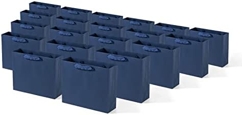 Sdootjewelry Blue Presente, bolsa de presente da Marinha com alças 10,6 × 3,1 × 8,7 sacos de papel Kraft 20 pacotes de