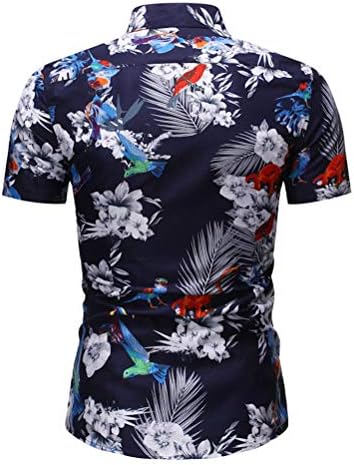 BISSQIQI FLOR HOMEM FLOR 2 Peças Camisa de traje casual casual camisas de manga curta e calças de traje de traje de roupas