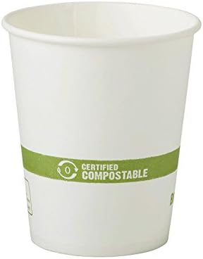 de copos de papel compostável por centricos mundiais, fabricados com papel certificado FSC, revestimento de biografia à base de plantas, para bebidas quentes, 10 onças, branco