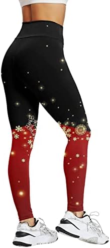 Xiloccer Christmas Print High Caists Feminina calças de compactação para ginástica de ioga e shorts de treino diário