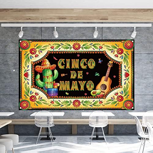 Cenário de Cinco de Mayo para fotografia Banner mexicano Fiesta Party Favors Cinco de Mayo Decorações e suprimentos para a festa em casa