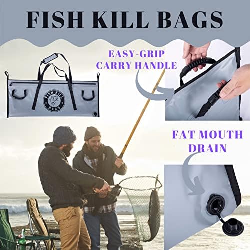 Sacos de peixe matam saco de peixe isolado para pescar com punhamento fácil e alças de transporte, 3 tamanhos
