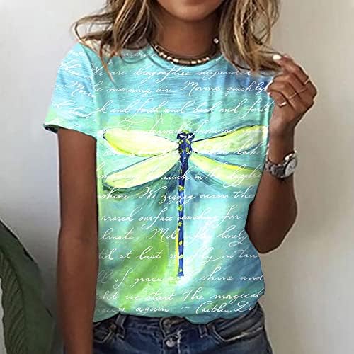 Camiseta da blusa para meninas adolescentes de manga curta Crewneck boat algodão gráfico de algodão casual solto ajuste