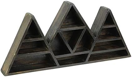 Zeckos marrom escuro de madeira geométrica de triangulo de cristal prateleira 16,5 x 7,75 x 2 polegadas