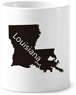 Louisiana America USA Mapa contorno de dentes de dentes caneta caneca de cerâmica stand cup