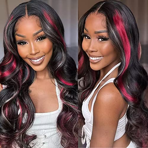 Beauty Forever Multi Color Destaques 13x4 Lace Front Red e Loose Wave Wig, peruca frontal de renda transparente com destaques