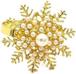 XJJZS 6PCS Gold Pearl Flower Napkin Reling