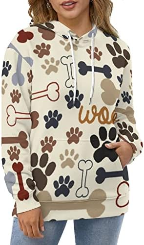 Puppy Dog Paw Bones Bones elegante Pullover Pullover Funny Graphic Sweatshirt com bolsos para homens Mulheres