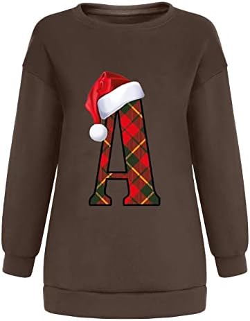Fandream feminino moletons gráficos de Natal impressão de natal O-pescoço sem camisetas camarada uniforme suéteres de pulôver