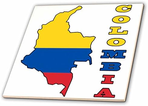 3drose CT_51747_2 Bandeira colombiana no mapa e cartas do colômbia Cerâmica, 6 polegadas