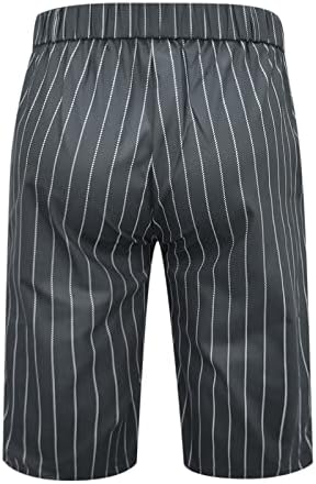 Seersucker shorts slim masculino de verão shorts casuais shorts de cintura short semi -zíper listrado elástico mosca simples