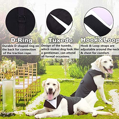 Tuxedo formal de cachorro Tuxedo para cães grandes de cães ， roupas de casamento de figurino de smoking cães com colarinho