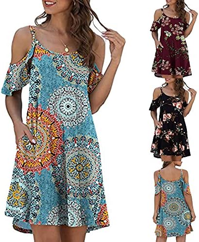Vestido maxi de Aodong para mulheres, mulheres vestidos maxi longos e sem mangas de verão com bolso V Spaghetti Strap Long vestidos