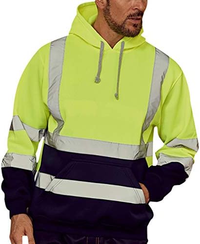 Hoodies de trabalho na estrada Wocachi para masculino, alta visibilidade do pulôver brilhante, com capuz com capuz