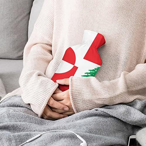 Bandeira do Líbano da Groenlândia garrafa de água quente com tampa macia 1l grande saco de quente clássico para os pés da mão do ombro